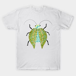 Green Folk Art Beetle T-Shirt